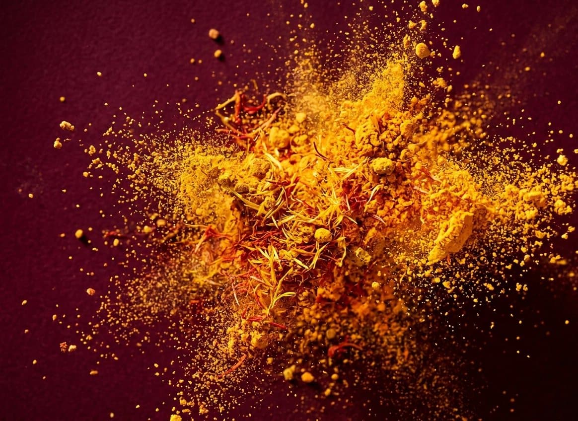 Marigold garlands and scattered flower petals
