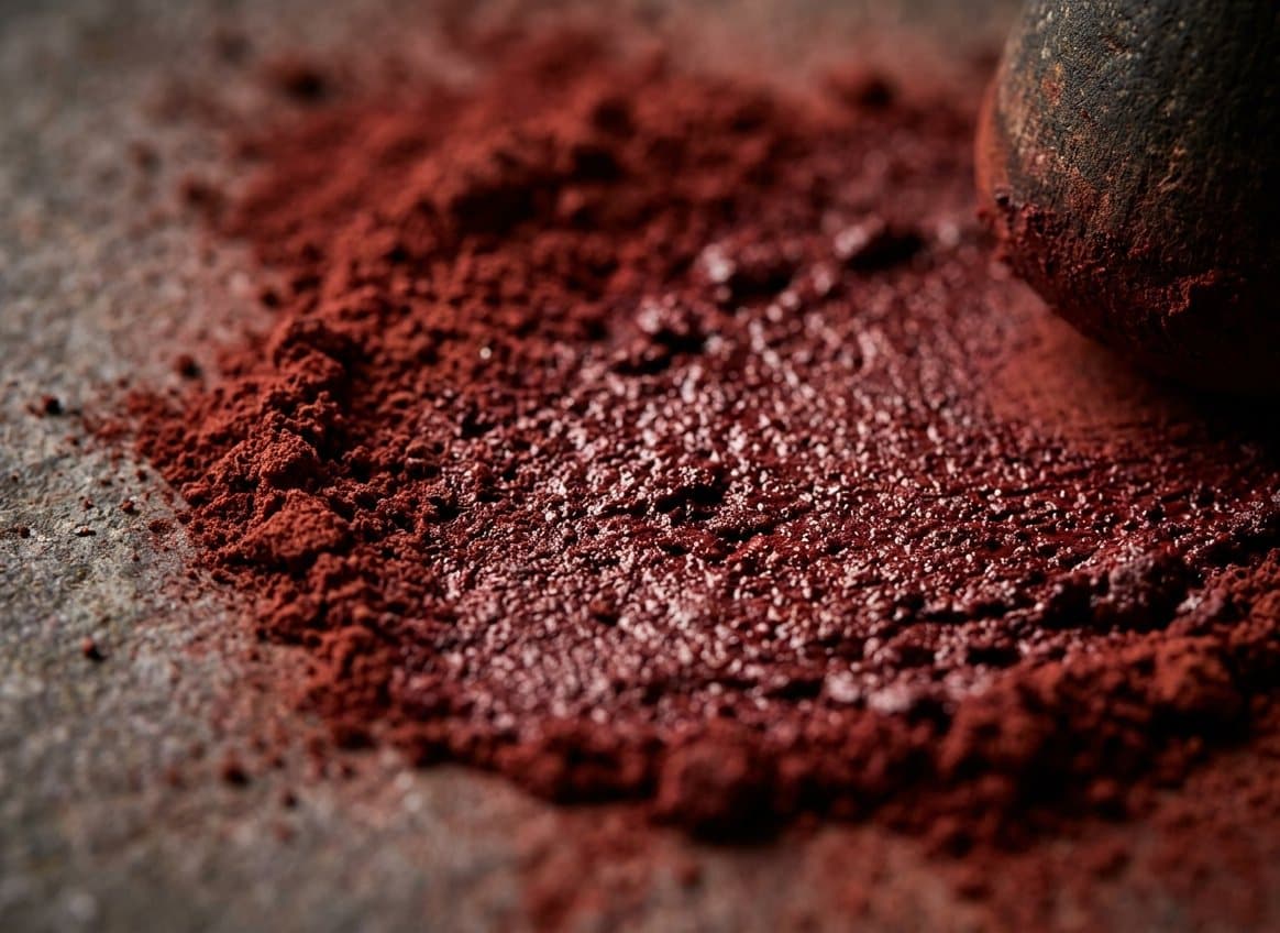 Fire and embers beneath a copper dyeing vat